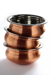 Image showing Indian copper-plated bowls with shadow