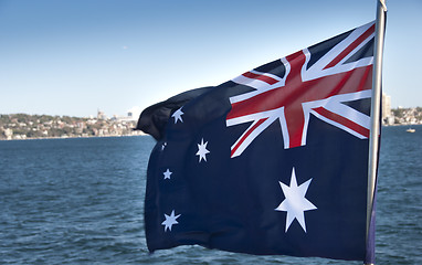 Image showing Australian Flag in Sydney Bay