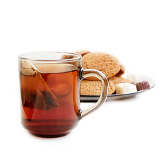 Image showing Cup of tea with cookies