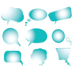 Image showing Collection of stylized blue text bubbles, vector isolated object