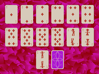 Image showing suit of diams playing cards on purple background