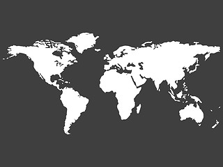 Image showing white world map isolated on gray background