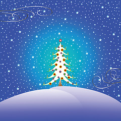 Image showing stars snow and christmas tree