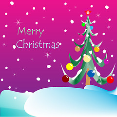 Image showing merry christmas card (purple background)