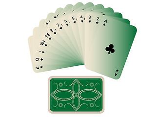 Image showing clubs cards fan with deck isolated on white