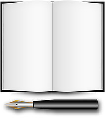 Image showing fountain ink pen and open book