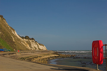 Image showing Seaside path with cliffs