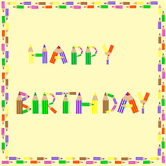 Image showing happy birthday pencils alphabet  on brown background