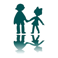 Image showing boy and girl blue silhouettes