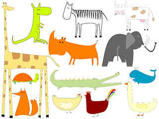 Image showing drawing of animals isolated on white background