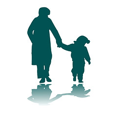 Image showing woman and child silhouettes