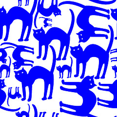 Image showing blue cats pattern isolated on white background