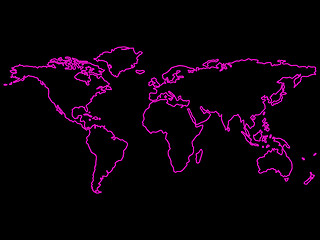 Image showing purple world map outlines over black