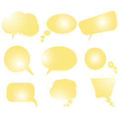 Image showing Collection of stylized yellow text bubbles, vector isolated obje