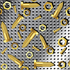 Image showing screws and nuts over metallic texture 2