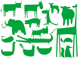 Image showing animal green silhouettes isolated on white background