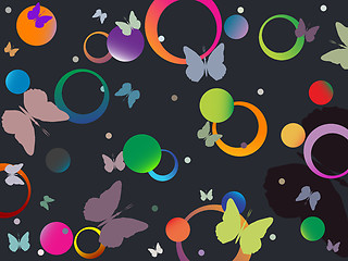 Image showing butterflies and bubbles in retro colors