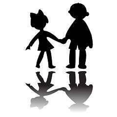 Image showing boy and girl silhouettes