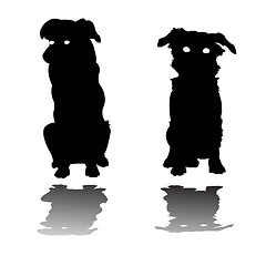 Image showing two little dogs silhouettes