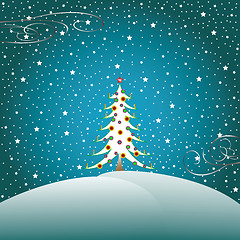 Image showing stars, snow and christmas tree 2