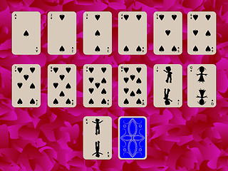 Image showing suit of spades playing cards on purple background