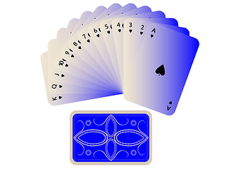 Image showing spades cards fan with deck isolated on white