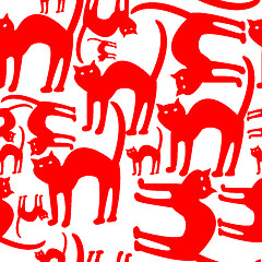 Image showing red cats pattern isolated on white background