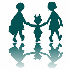 Image showing three little girls going to a walk