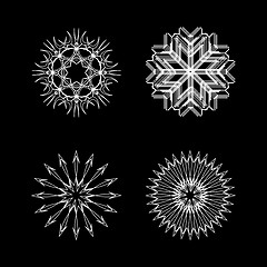 Image showing snow flakes collection white and black