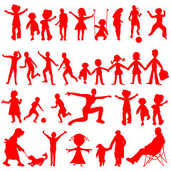 Image showing peoples red silhouettes isolated on white background