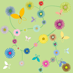 Image showing butterflies and flowers