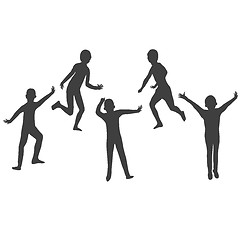 Image showing five kids silhouette