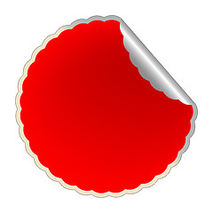 Image showing flowerish red label