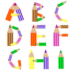 Image showing pencils alphabet A-I