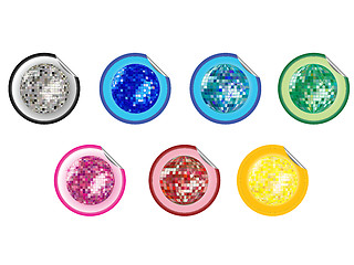 Image showing colored disco ball stickers collection