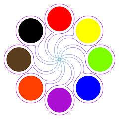 Image showing round color palette with eight basic colors