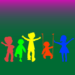 Image showing retro little kids silhouettes