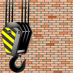 Image showing crane hook over wall background