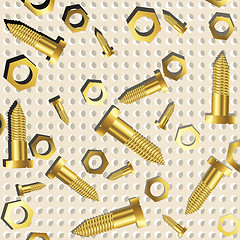 Image showing screws and nuts over metallic texture