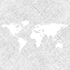 Image showing white world map over grunge stripes