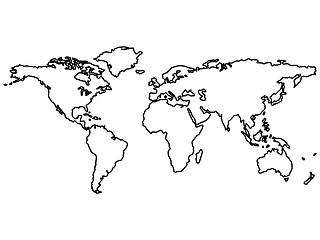 Image showing black world map outlines isolated on white