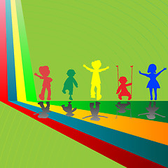 Image showing silhouettes of children playing