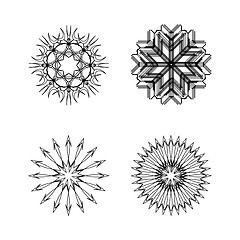 Image showing snow flakes collection black and white