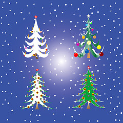 Image showing four christmas trees