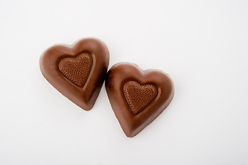 Image showing Two Heart Shaped Chocolates
