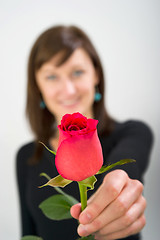 Image showing Girl Offering Red Rose