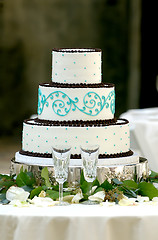 Image showing Unique Three Tiered Wedding Cake