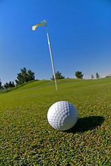 Image showing Golf ball on green