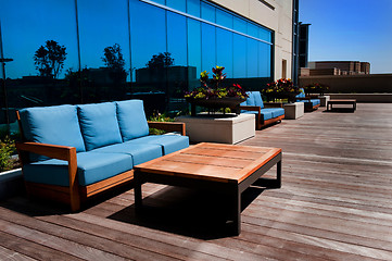 Image showing Outdoor Furniture on Wooden Deck