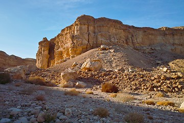 Image showing Rocky desert landscape at sunset